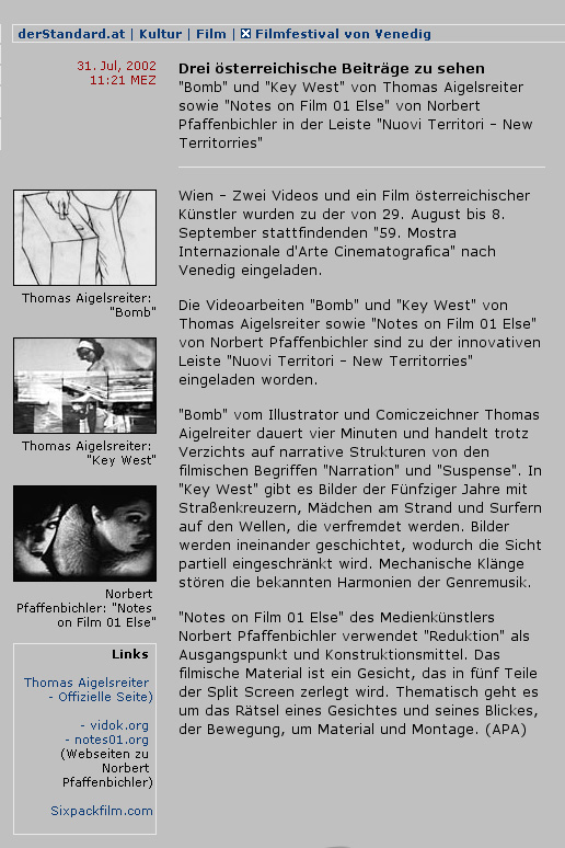 derStandard — Drei Österreichische Beiträge
